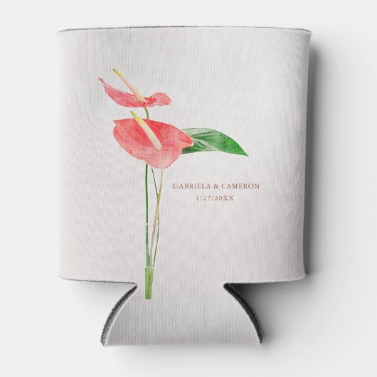 Bloemen Waterverf Tropische Laceleaf bruiloft Blikjeskoeler (Voorkant)