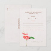 Bloemen Waterverf Tropische Laceleaf bruiloft Informatiekaartje (Voorkant / Achterkant)