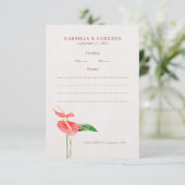 Bloemen Waterverf Tropische Laceleaf bruiloft Informatiekaartje (Staand voorkant)