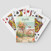 Bloemen Waterverf Tropische Strandfiets Pokerkaarten (Achterkant)