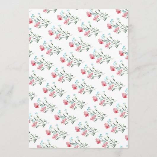 Bloemen Waterverf Tuin Bruiloft Menu (Achterkant)