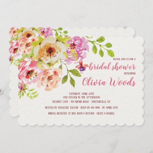 Bloemen Waterverf Uitnodiging #1 (Voorkant / Achterkant)