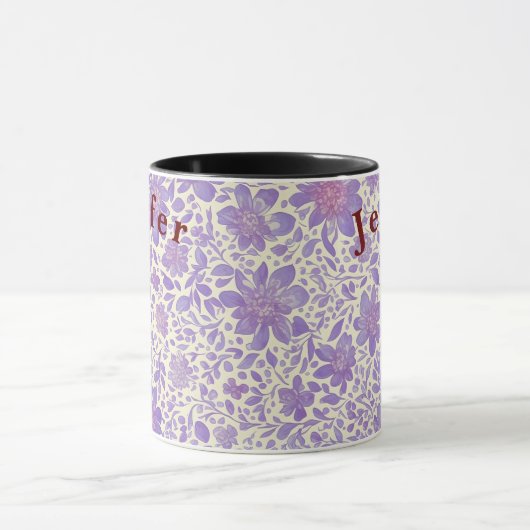 Bloemen Waterverf Vector Witte Koffie Mok (Midden)