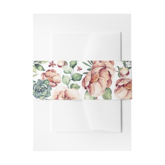 Bloemen waterverf vetplanten herfst bruiloft uitnodigingen wikkel (Voorkant Voorbeeld)