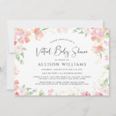 Bloemen Waterverf Virtual Pink Gold Baby shower Kaart (Voorkant)