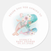 Bloemen Waterverf Walvissen Baby shower Bedankt Ronde Sticker (Voorkant)