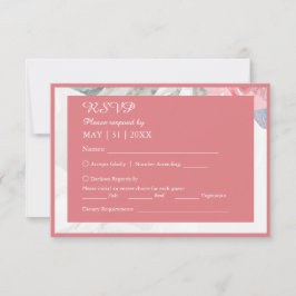 Bloemen waterverf Wildbloem roos Pioen Bruiloft RSVP Kaartje