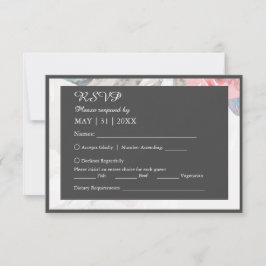 Bloemen waterverf Wildbloem roos Pioen Bruiloft RSVP Kaartje