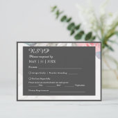 Bloemen waterverf Wildbloem roos Pioen Bruiloft RSVP Kaartje (Staand voorkant)