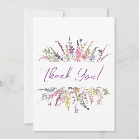 Bloemen Waterverf Wildbloemen Dank u kaart (Voorkant)