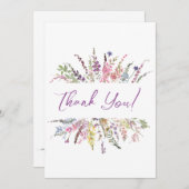 Bloemen Waterverf Wildbloemen Dank u kaart (Voorkant / Achterkant)