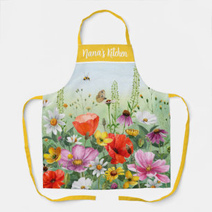 Bloemen waterverf wilde bloem gepersonaliseerde na schort