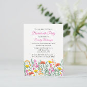 Bloemen Waterverf Wildflower Bachelorette Party Uitnodiging Briefkaart (Staand voorkant)