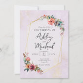 Bloemen Waterverf Wildflower Geometrische bruiloft Kaart (Voorkant)