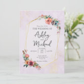 Bloemen Waterverf Wildflower Geometrische bruiloft Kaart (Staand voorkant)