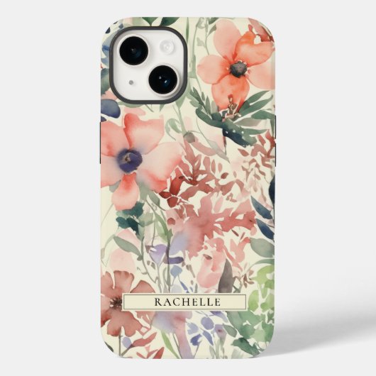 Bloemen Waterverf Wildflower gepersonaliseerd Case-Mate iPhone Case (Achterkant)
