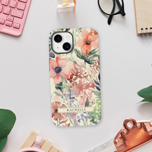 Bloemen Waterverf Wildflower gepersonaliseerd Case-Mate iPhone Case