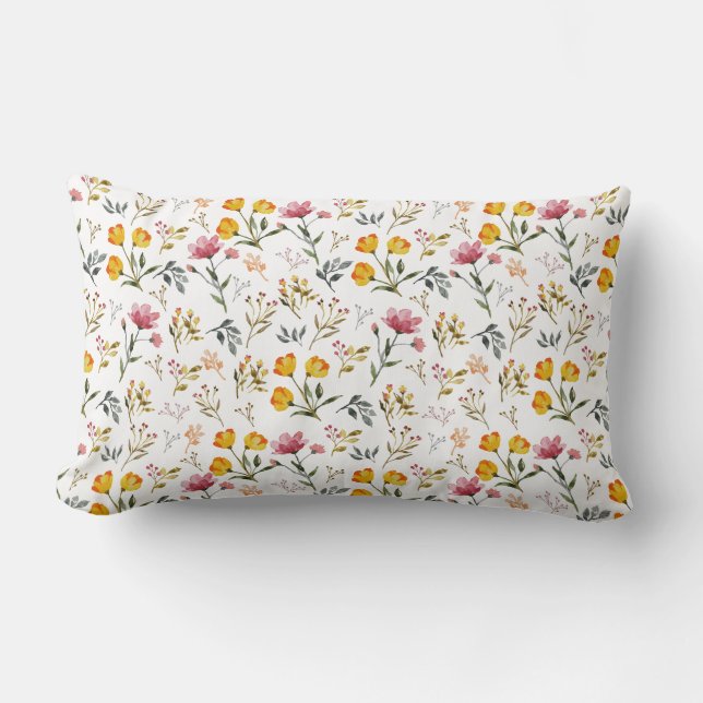 Bloemen Waterverf Wildflower Kussen (Voorkant)