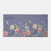 Bloemen Waterverf Wildflower Paarse Grijs Bureaumat (Voorkant)