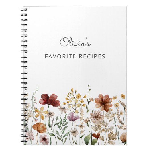  Bloemen Waterverf Wildflower Recept Notitieboek (Voorkant)