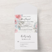 Bloemen waterverf wildflower roos bruiloft all in one uitnodiging (Binnen)