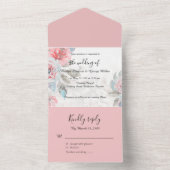 Bloemen waterverf wildflower roos bruiloft all in one uitnodiging (Binnen)