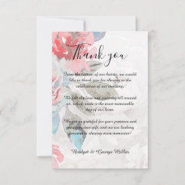 Bloemen waterverf wildflower roos bruiloft bedankkaart