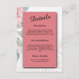 Bloemen waterverf wildflower roos pioen bruiloft informatiekaartje