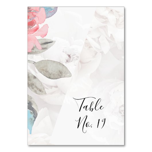 Bloemen waterverf wildflower roos pioen bruiloft kaart (Voorkant)