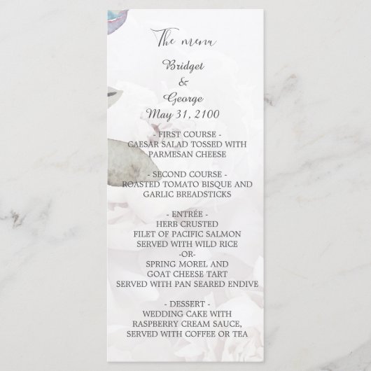 Bloemen waterverf wildflower roos pioen bruiloft programmakaart (Voorkant)