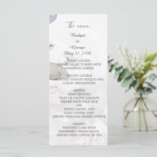 Bloemen waterverf wildflower roos pioen bruiloft programmakaart (Staand voorkant)