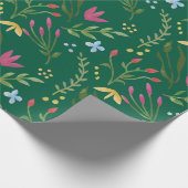 Bloemen waterverf Wildflowers Groen roze blauw gee Cadeaupapier (Hoek)