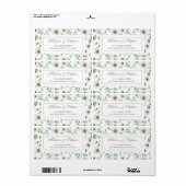 Bloemen Waterverf | Witte anemoon - bruiloft Etiket (Full Sheet)