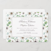 Bloemen Waterverf | Witte anemoon - bruiloft Kaart (Voorkant / Achterkant)