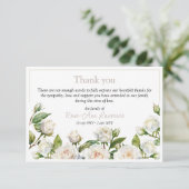 Bloemen waterverf witte rozen lijst begrafenis bedankkaart (Staand voorkant)
