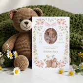 Bloemen Waterverf Woodland Beer Meisje Foto Geboor Aankondiging