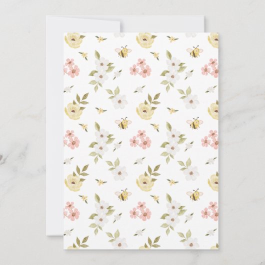 Bloemen Waterverf Woodland Beer Meisje Foto Geboor Aankondiging (Achterkant)