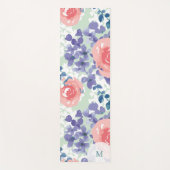 Bloemen Waterverf zacht grillig met monogram Yogamat (Voorkant)