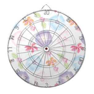 Bloemen Waterverf Zacht Roze Elegant Dartbord
