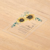 Bloemen Waterverf Zonnebloem bruiloft Acryl Uitnodigingen (Laagn)