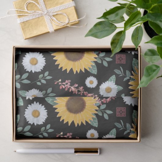 Bloemen Waterverf Zonnebloem Tissuepapier (Geschenk)