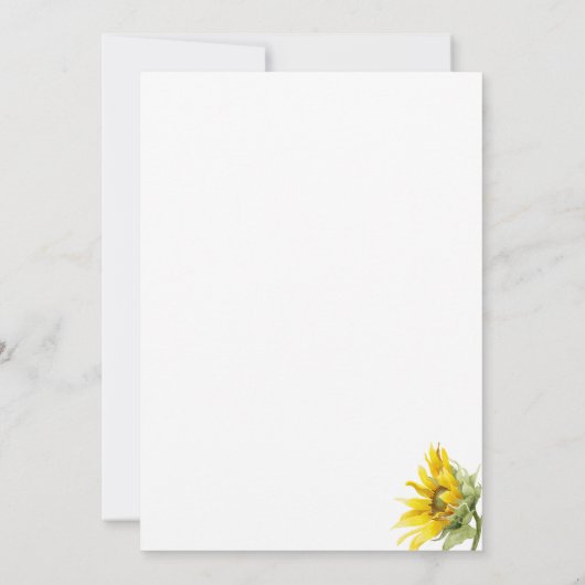 Bloemen waterverf zonnebloemen kaart (Achterkant)
