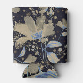 Bloemen Waterverf: zwarte achtergrond Blikjeskoeler (Achterkant)