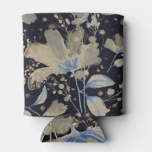 Bloemen  Waterverf: zwarte achtergrond Blikjeskoeler (Achterkant)