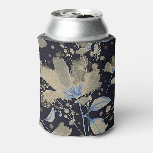 Bloemen  Waterverf: zwarte achtergrond Blikjeskoeler (Blikje Achterkant)