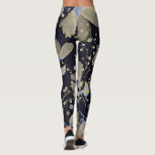 Bloemen Waterverf: zwarte achtergrond Leggings (Achterkant)