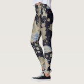 Bloemen Waterverf: zwarte achtergrond Leggings (Links)