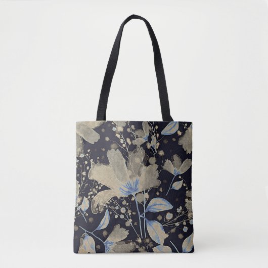 Bloemen  Waterverf: zwarte achtergrond Tote Bag (Voorkant)