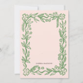 Bloemen Wavy Border Pink Green Notitiekaartje (Voorkant)