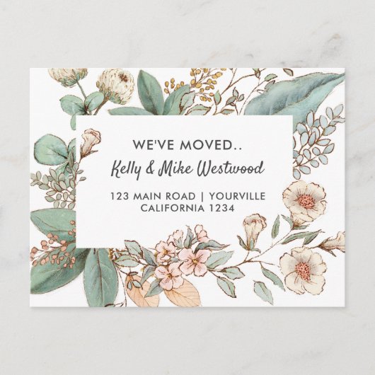 bloemen We hebben New House verplaatst Briefkaart (Voorkant)